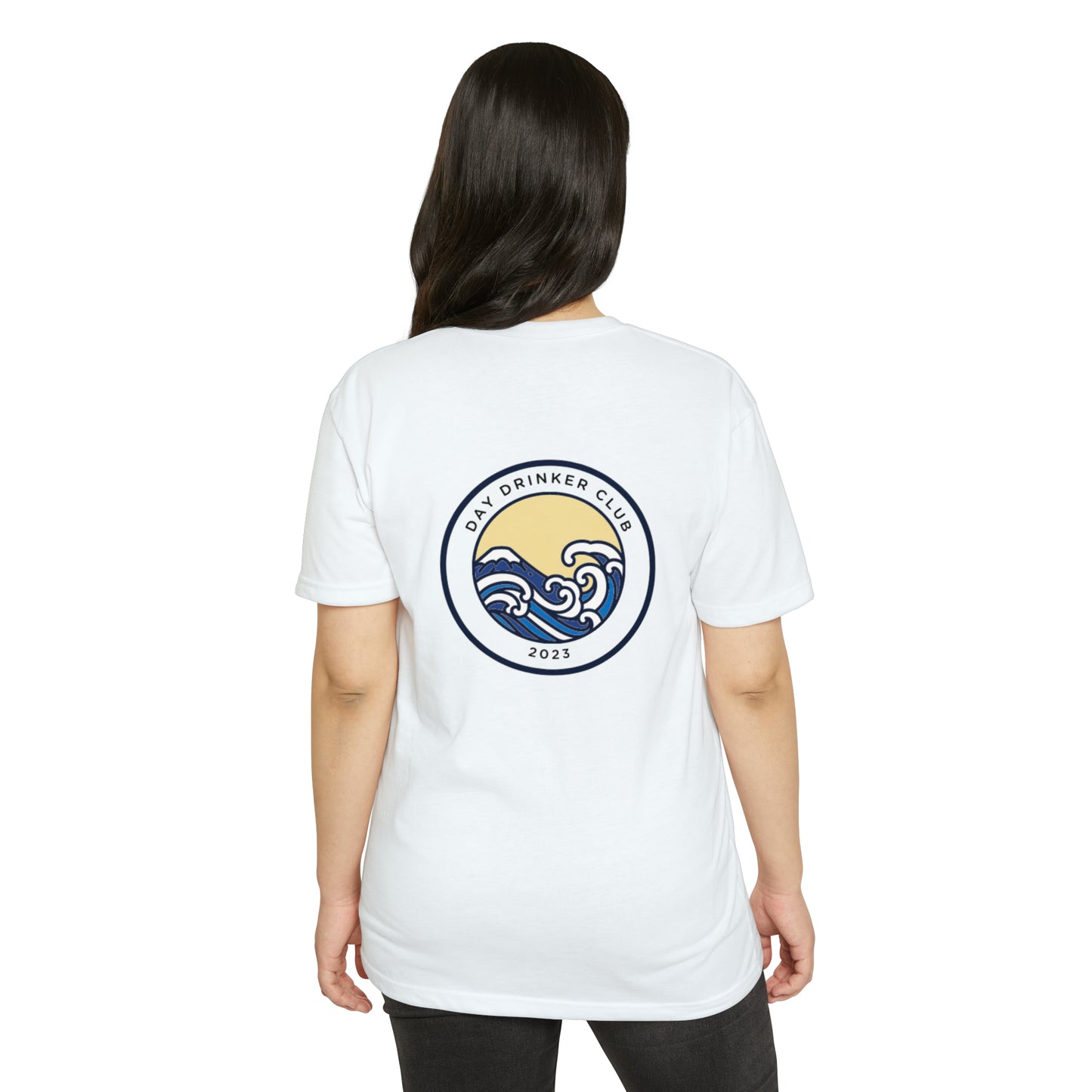 Unisex CVC Jersey T-shirt - Day Drinking Club: The Official T-Shirt of People Who Are Too Lazy to Wait for Happy Hour